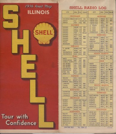Shell Road Map of Illinois - 1936